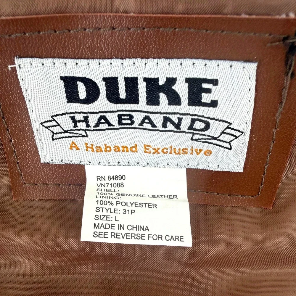 Duke Haband Mens Genuine Leather Patchwork Vest Cognac Brown Size L 31P Western